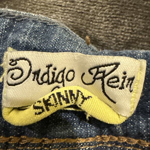 Indigo Rein Women's Skinny Jeans Denim Stretch Distressed Blue Med Wash Size 1 - Picture 12 of 16